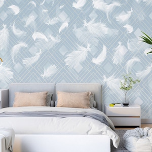 3D weiße Federn L1730 abnehmbare Tapete selbstklebende Tapete Extra große Peel & Stick Wallpaper Wallpaper Wandbild AJ HINTERGRUNDBILDER