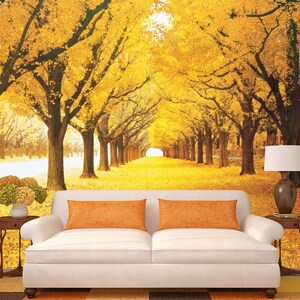 3D Yellow Forest Avenue R11445 abnehmbare Tapete selbstklebend Tapete extra groß Peel & Stick Tapete Tapete Wandbild AJ WALLPAPERS