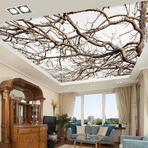 3D Winter Branches CA3765 Carta da parati per soffitto Carta da parati autoadesiva rimovibile Carta da parati Grande peel & Stick Carta da parati Murale AJ WALLPAPERS