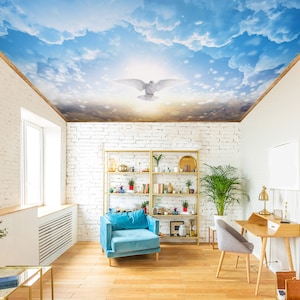 3D Heiliger Vogel CA645 Deckentapete abnehmbare selbstklebende Tapete große Schale & Klebetapete Tapete Wandbild AJ TAPETEN