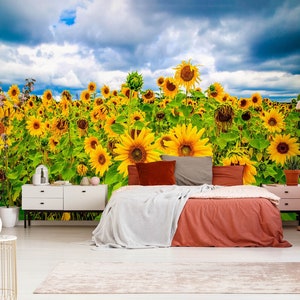 Campo di girasoli 3D L2677 Carta da parati rimovibile Carta da parati autoadesiva Carta da parati extra large staccabile e incolla Carta da parati murale AJ WALLPAPERS