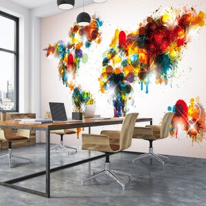 3D Mapa de color brillante L942 Papel tapiz extraíble Papel tapiz autoadhesivo Extra grande Peel & Stick Papel tapiz Papel tapiz Mural AJ WALLPAPERS