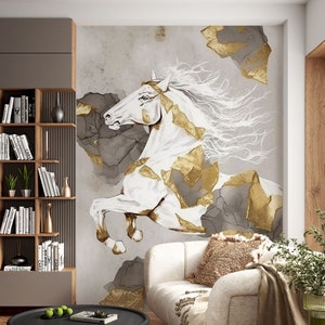 3D Tier weißes Pferd L1989 abnehmbare Tapete selbstklebende Tapete Extra große Peel & Stick Wallpaper Tapete Wandbild AJ HINTERGRUNDBILDER