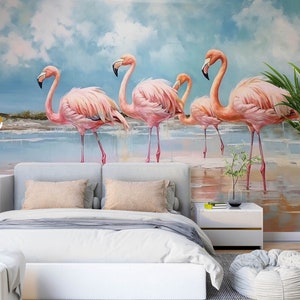 3D Animal Flamingo L2605 Papel pintado removible Papel pintado autoadhesivo Papel pintado extra grande Peel & Stick Papel pintado Mural AJ WALLPAPERS