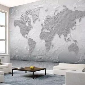 3D Szary Świat Art Design Mapa826 Zdejmowana Tapeta Samoprzylepna Tapeta Bardzo Duża Tapeta Peel & Stick Tapeta Mural AJ WALLPAPERS