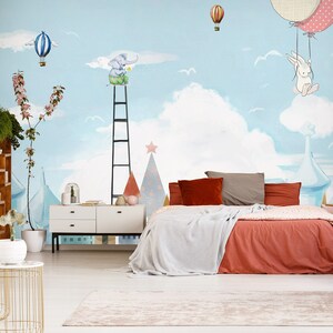 3D Animal Happy Rabbit L1480 Papel pintado removible Papel pintado autoadhesivo Papel pintado extra grande Peel & Stick Papel pintado Mural AJ WALLPAPERS