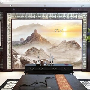 3D Chinees schilderij M448 verwisselbare wallpaper zelf klevende wallpaper extra grote Peel & stick Wallpaper Wallpaper muurschildering AJ WALLPAPERS