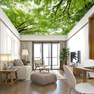 3D Nature's Green Woods CA3269 Papel tapiz de techo Papel pintado autoadhesivo extraíble Papel pintado Grande Peel & Stick Wallpaper Mural