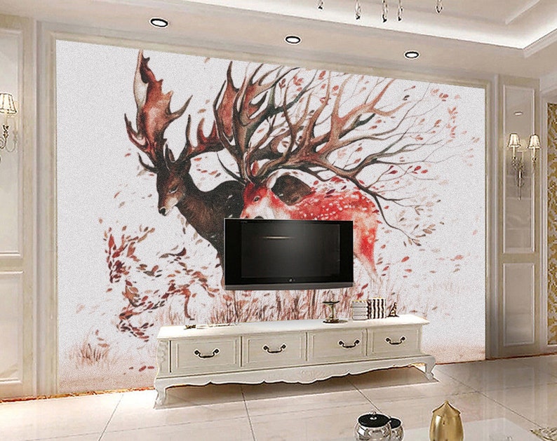 3D Deer E121 Removable Wallpaper Self Adhesive Wallpaper Extra Large Peel /& Stick Wallpaper Wallpaper Mural AJ WALLPAPERS