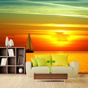 3D Dusk Romantic Sea R10111 abnehmbare Tapete selbstklebend Tapete extra groß Peel & Stick Tapete Tapete Wandbild AJ WALLPAPERS