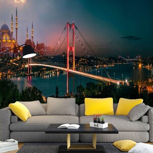 3D Stadt Brücke L2698 Abnehmbare Tapete Selbstklebende Tapete Extra Großes Wandbild zum Abziehen und Aufkleben AJ WALLPAPERS