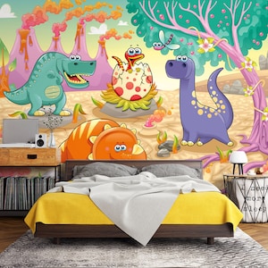 3D dier cartoon dinosaurus L515 verwisselbare wallpaper zelfklevend behang extra grote Peel & Stick Wallpaper Wallpaper muurschildering AJ WALLPAPERS