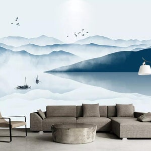 3D montaña y agua F104 fondo de pantalla extraíble autoadhesivo papel pintado extra grande Peel & Stick Wallpaper Mural AJ WALLPAPERS