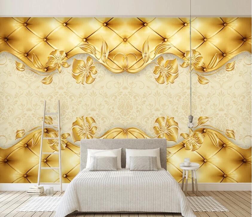 3D Gold Style M400 Removable Wallpaper Self Adhesive Wallpaper Etsy