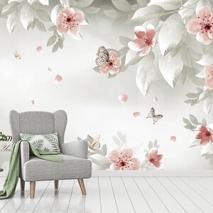 3D Noble Pink Flowers R1177 Verwijderbaar Behang Zelfklevend Behang Extra Grote Peel &Stick Wallpaper Wallpaper Mural AJ WALLPAPERS