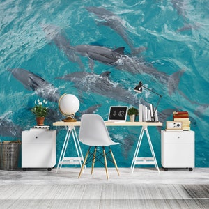 3D Quiet Cute Dolphins R6558 abnehmbare Tapete selbstklebend Tapete extra groß Peel & Stick Tapete Tapete Wandbild AJ WALLPAPERS