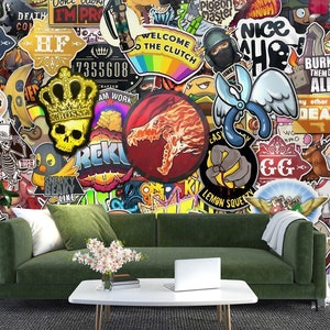 3D Graffiti Cool Design L1532 Papel pintado removible Papel pintado autoadhesivo Papel pintado extra grande Peel & Stick Papel pintado Mural AJ WALLPAPERS