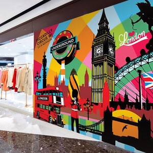 3D Cool London L362 Papel de parede removível Papel de parede autoadesivo Extra grande Peel & Stick Papel de parede Mural AJ WALLPAPERS