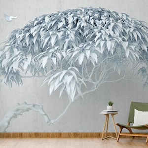 Arte 3D Árvore Azul L1125 Papel de Parede Removível Papel de Parede Autoadesivo Extra Grande Peel & Stick Papel de Parede Mural AJ PAPÉIS DE PAREDE