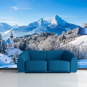 3D Snow Mountain Castle R5187 Fondo de pantalla extraíble Fondo de pantalla autoadhesivo Papel tapiz Extra grande Peel & Stick Wallpaper Wallpaper Mural AJ WALLPAPERS