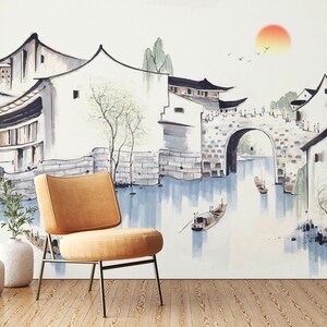 3D Aquarela Casa Antiga L1177 Papel de Parede Removível Papel de Parede Autoadesivo Extra Grande Peel & Stick Papel de Parede Mural AJ PAPÉIS DE PAREDE