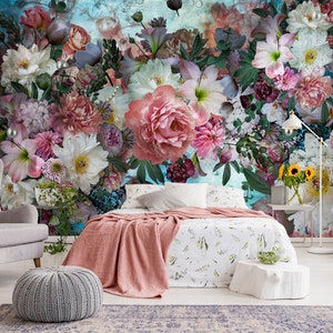 3D Romantische Blumen Kollektion A4264 abnehmbare Tapete selbstklebende Tapete große Schale & Klebetapete Tapete Wandbild Beth Sheridan