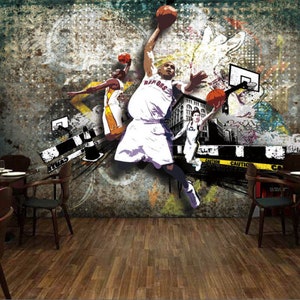 3D basketbal graffiti C78 verwisselbare wallpaper zelf klevende wallpaper extra grote Peel & stick Wallpaper Wallpaper muurschildering AJ WALLPAPERSS