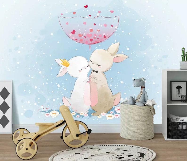 3D Rabbit A2653 Removable Wallpaper Self Adhesive Wallpaper Extra Large Peel & Stick Wallpaper Wallpaper Mural AJ WALLPAPERS