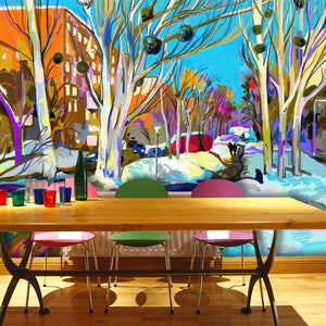 3D Road White Snow R10189 Fondo de pantalla extraíble Fondo de pantalla autoadhesivo Papel tapiz extra grande Peel & Stick Wallpaper Wallpaper Mural AJ WALLPAPERS