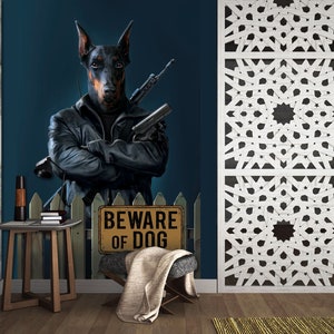 3D Vorsicht vor Hund C221 abnehmbare Tapete selbst klebende Tapete Extra große Peel & Stick Wallpaper Wallpaper Wandbild AJ WALLPAPERS Vincent