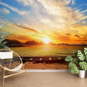 Barco de madera 3D L2034 Papel tapiz removible Papel tapiz autoadhesivo Papel tapiz extra grande Peel & Stick Papel tapiz Mural AJ WALLPAPERS