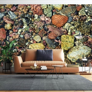 3D Clear Water Old Stones R6587 Fondo de pantalla extraíble Fondo de pantalla autoadhesivo Papel tapiz extra grande Peel & Stick Wallpaper Mural AJ WALLPAPERS