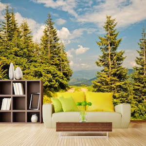 3D Grüne Kiefernwald R4622 abnehmbare Tapete selbstklebend Tapete extra groß Peel & Stick Tapete Tapete Wandbild AJ WALLPAPERS