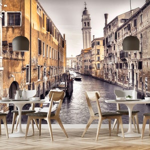 3D Water Town Ships Street A713 Desmontable Wallpaper Auto Adhesive Wallpaper Large Peel & Stick Wallpaper Mural Assaf Frank