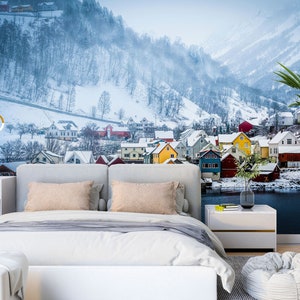 3D Snowy House L1598 Papel pintado removible Papel pintado autoadhesivo Papel pintado extra grande Peel & Stick Papel pintado Mural AJ WALLPAPERS