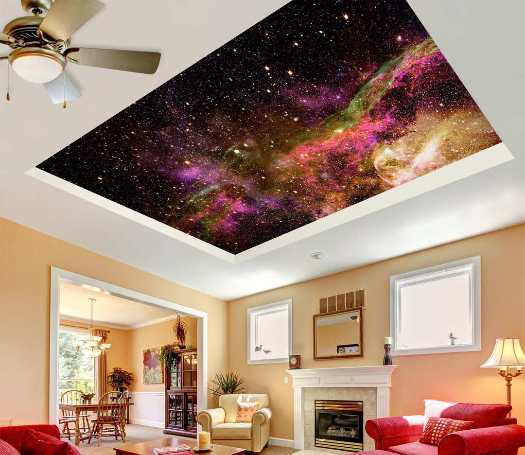 3D Colored Cosmic Light CA980 Ceiling Wallpaper Removable Self Adhesive ...