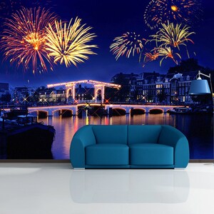 3D Romantische Feuerwerk R10115 abnehmbare Tapete selbstklebend Tapete extra groß Peel & Stick Tapete Tapete Wandbild AJ WALLPAPERS
