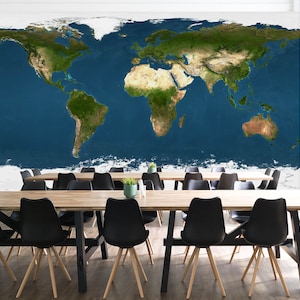 3D Mapa do Mundo Real L1034 Papel de Parede Removível Papel de Parede Autoadesivo Extra Grande Peel & Stick Papel de Parede Mural AJ PAPÉIS DE PAREDE