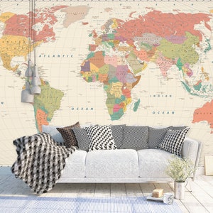 3d colorido mapa do mundo l879 papel de parede removível auto adesivo extra grande casca & vara papel de parede mural aj papéis de parede