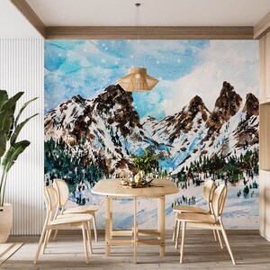 3D Berg Malerei L2226 Ablösbare Tapete selbstklebende Tapete Extra große Peel & Stick Wallpaper Tapete Wandbild AJ HINTERGRUNDBILDER