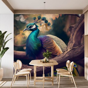 3D Animal Noble Peacock L2048 Papel pintado removible Papel pintado autoadhesivo Papel pintado extra grande Peel & Stick Papel pintado Mural AJ WALLPAPERS