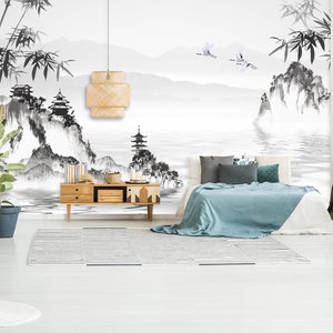 3D Inkt Tempel R1452 Verwijderbaar Behang Zelfklevend Behang Extra Grote Peel &Stick Wallpaper Muurschildering AJ WALLPAPERS