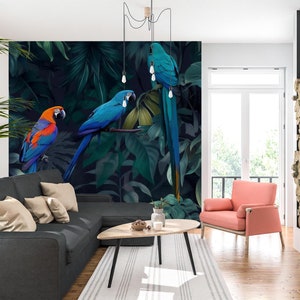 3D Animal Loro L2031 Papel pintado removible Papel pintado autoadhesivo Papel pintado extra grande Peel & Stick Papel pintado Mural AJ WALLPAPERS