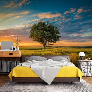 3D Feld grüner Baum L2286 abnehmbare Tapete selbstklebende Tapete Extra große Peel & Stick Wallpaper Wallpaper Wandbild AJ HINTERGRUNDBILDER