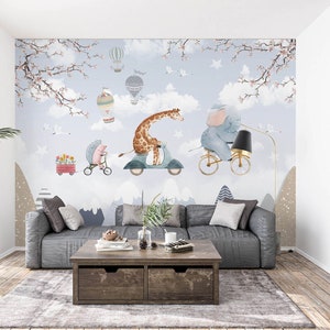 3D Himmel Tier Fahrrad L2584 Abnehmbare Tapete selbstklebende Tapete Extra große Peel & Stick Wallpaper Wallpaper Wandbild AJ HINTERGRUNDBILDER