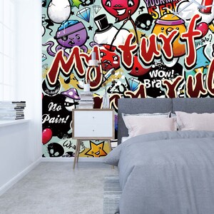3D Carta Graffiti L111 Fondos de pantalla extraíble Autoadhesivo Fondo de pantalla extra grande Peel & Stick Wallpaper Mural AJ WALLPAPERS
