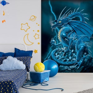 3D Eis Teufel Drachen Howl A007 abnehmbare Tapete selbst klebende Tapete große Peel & Stick Wallpaper Wallpaper Wandbild Vincent
