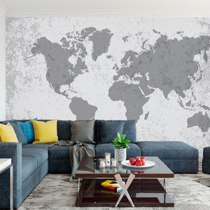 3D Avançado Mapa Cinza L1032 Papel de Parede Removível Papel de Parede Autoadesivo Extra Grande Peel & Stick Papel de Parede Mural AJ PAPÉIS DE PAREDE
