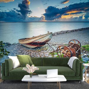 3D Old Boat Transport L2272 Papel pintado removible Papel pintado autoadhesivo Papel pintado extra grande Peel & Stick Papel pintado Mural AJ WALLPAPERS