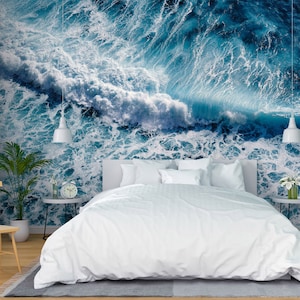 3D galoppierendes blaues Meer L1064 Abnehmbare Tapete selbstklebende Tapete Extra große Peel & Stick Wallpaper Tapete Wandbild AJ HINTERGRUNDBILDER